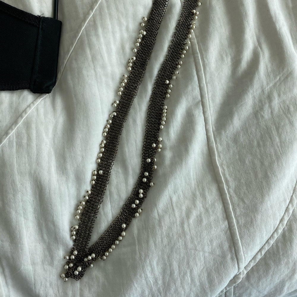 J crew long necklace with small pearls